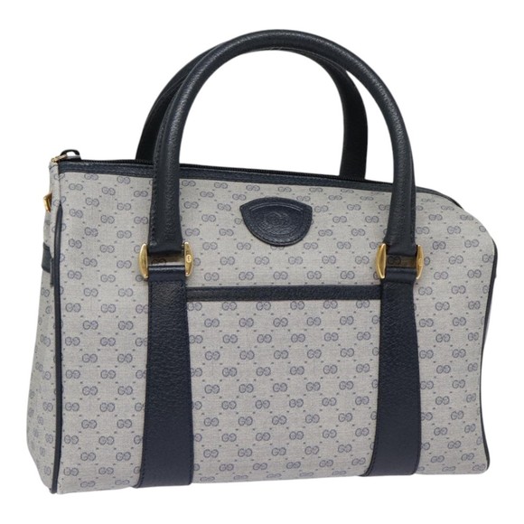 GUCCI Micro GG Supreme Hand Bag PVC Navy Gold 000 40 0207 Auth yk14683 - Picture 1 of 16